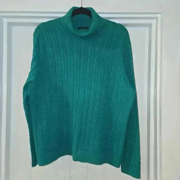 Lands' End Sweaters - Lands End Cotton Cable Knit Cowl Neck Sweater Green Womens Size XL
